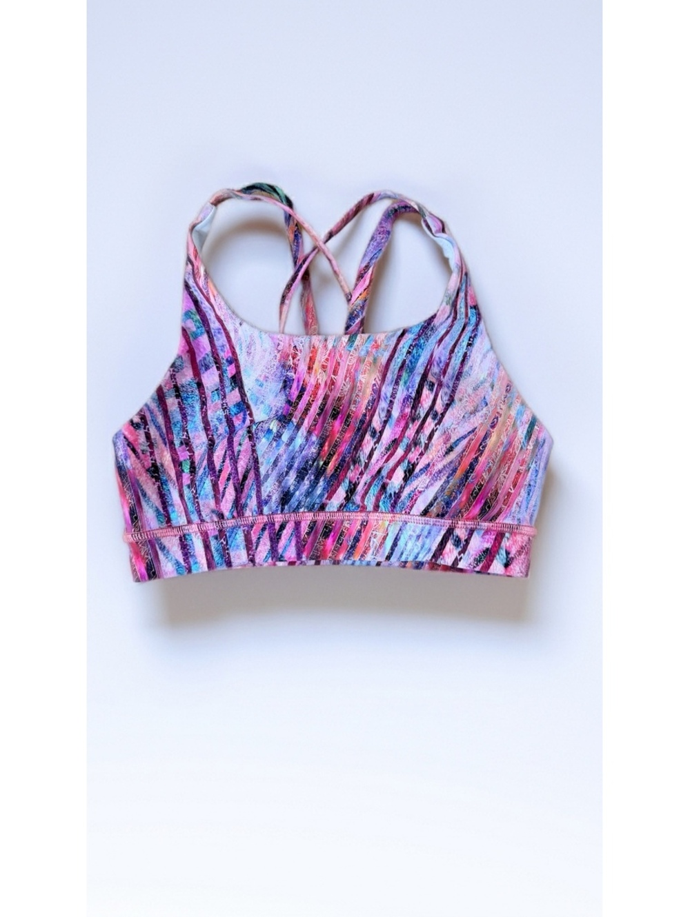 Lululemon Energy Bra Multi Abstract Print Strappy Sports Bra Size XS EUC